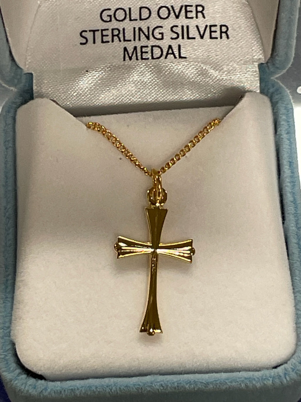 16KT GOLD TAPERED CROSS 18"