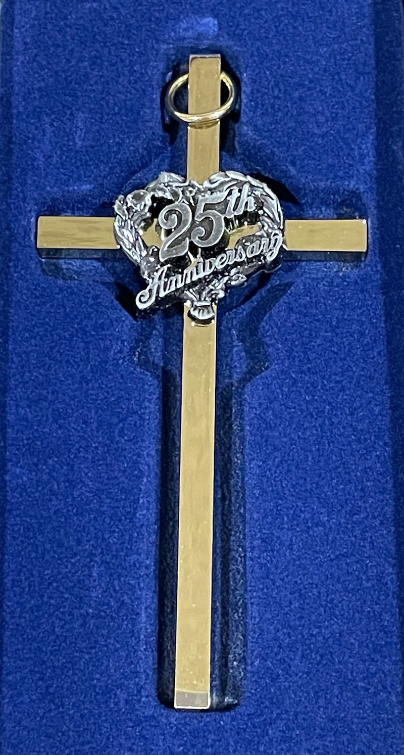 CROSS (25TH ANNIV.)/4"GP-PEWTE