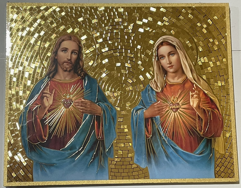 8X10 GOLD MOSAIC 2 HEARTS PLQ