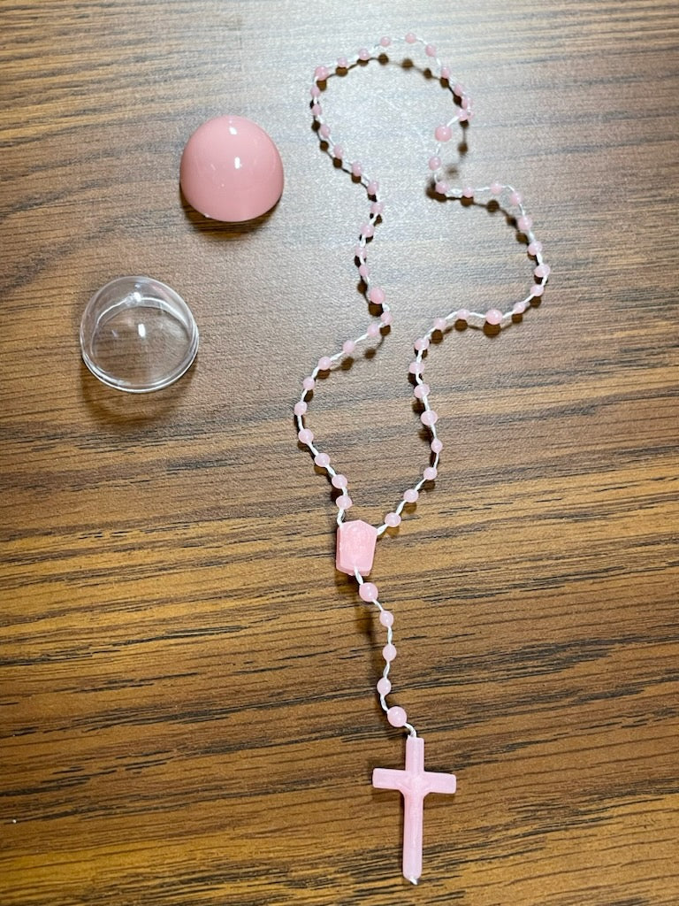 PINK CORD ROSARY IN EGG