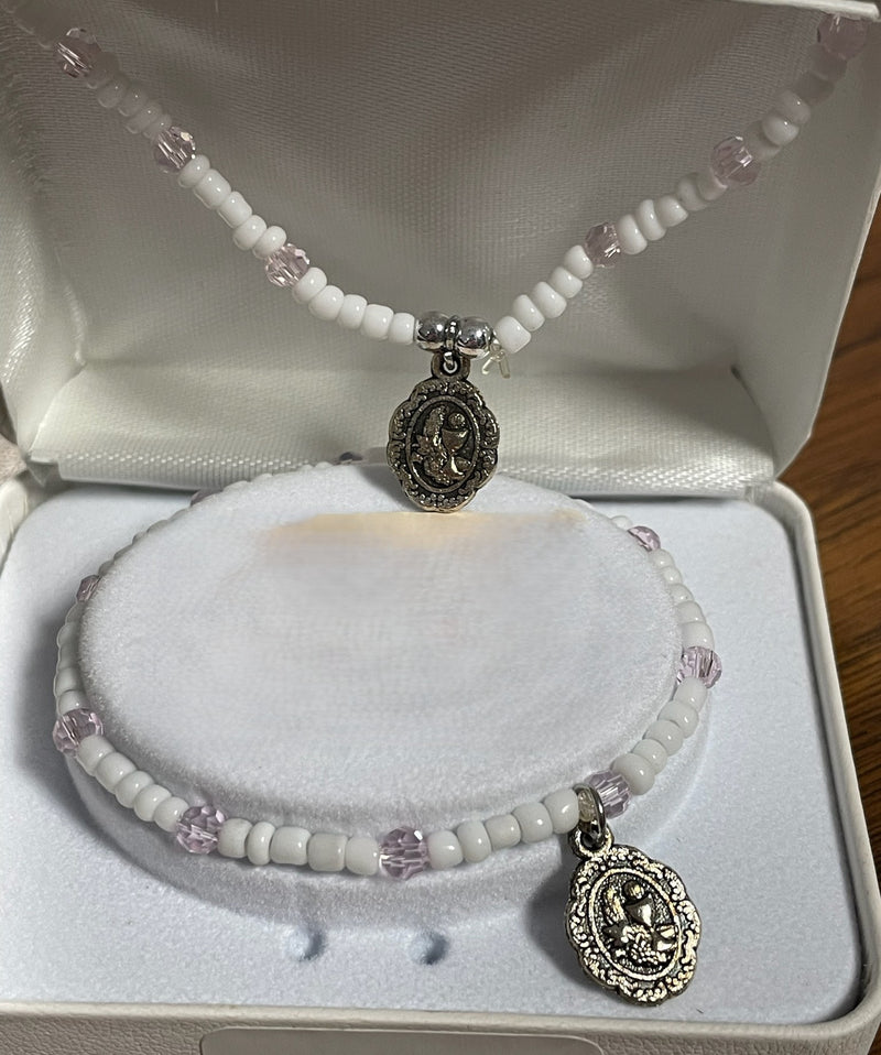 16" STRETCH WHITE/PINK COM SET