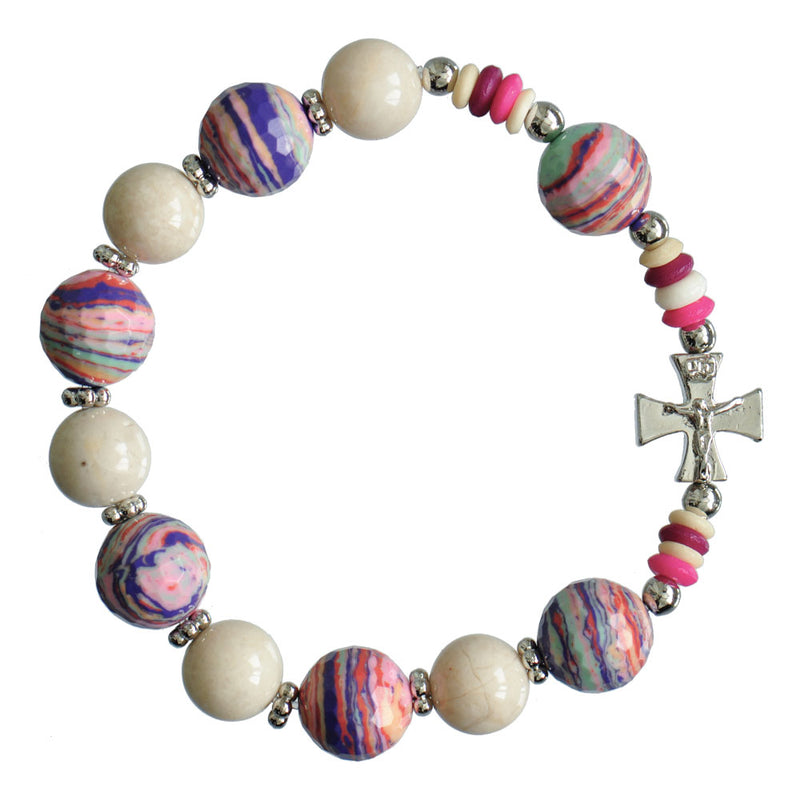 10/12MM PINK GEMS ROSARY BRLT