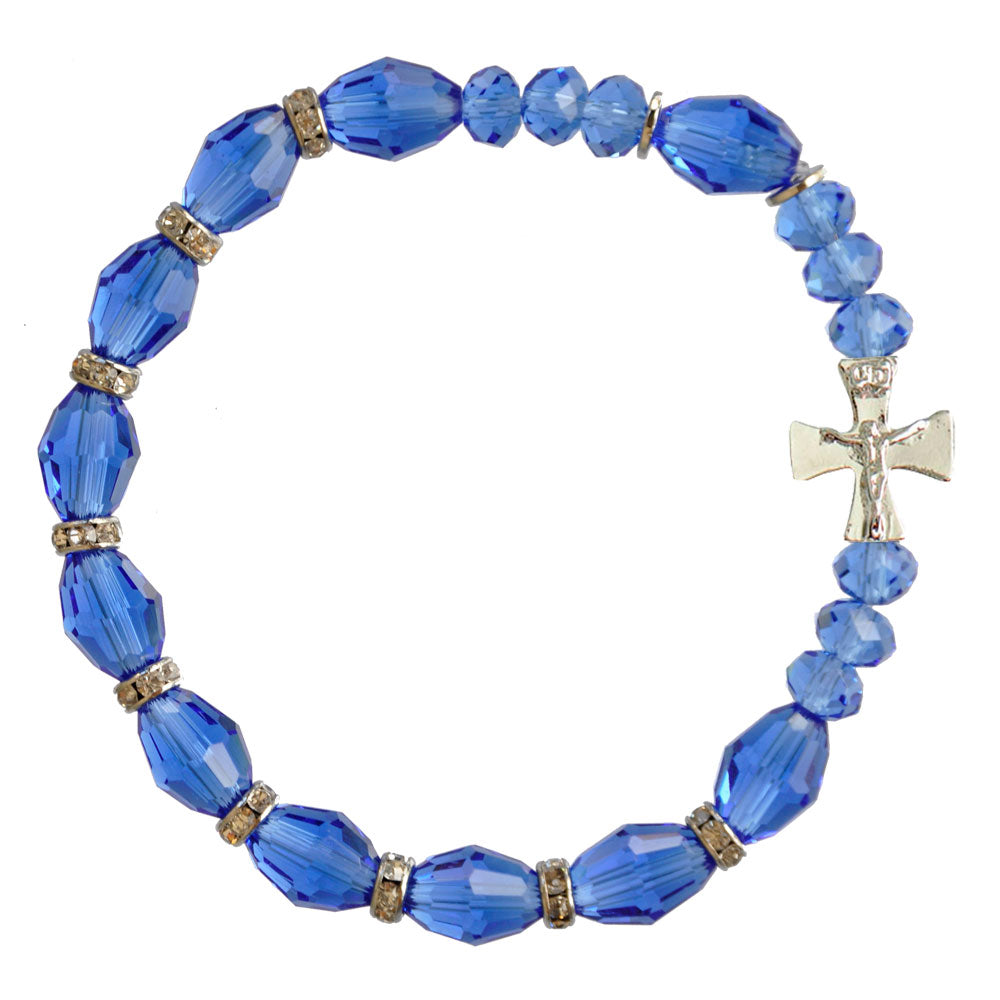 10MM CRYSTAL BLUE ROSARY BRACE