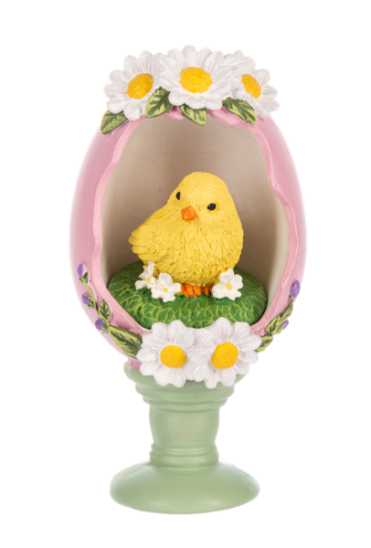 EGG FIGURINE ON PEDESTAL CHICK