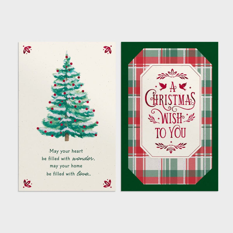 18CT TREE & PLAID BOXED CARDS