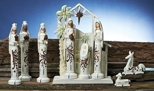 9PC PEDESTAL NATIVITY