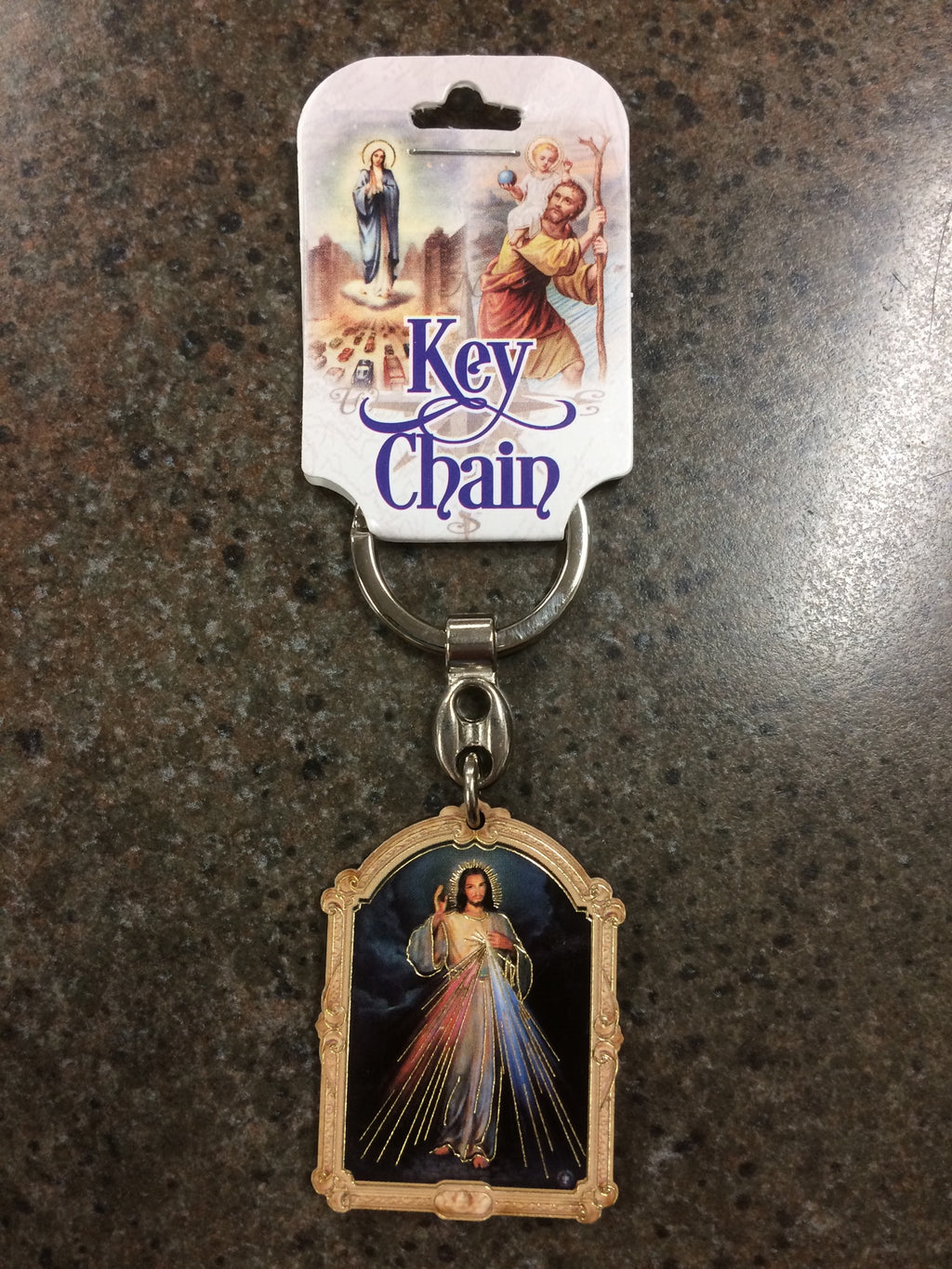 DIVINE MERCY WOOD KEYCHAIN
