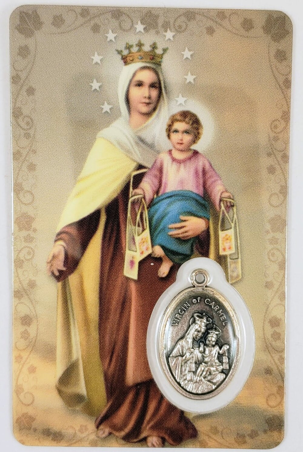 OL OF MT. CARMEL CARD W/MEDAL