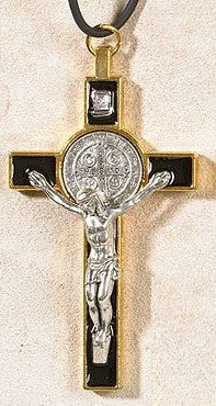 BLACK BENEDICT CRUCIFIX W/CORD