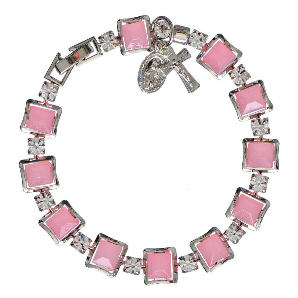 8MM PINK FORMICA ROSARY BRACEL