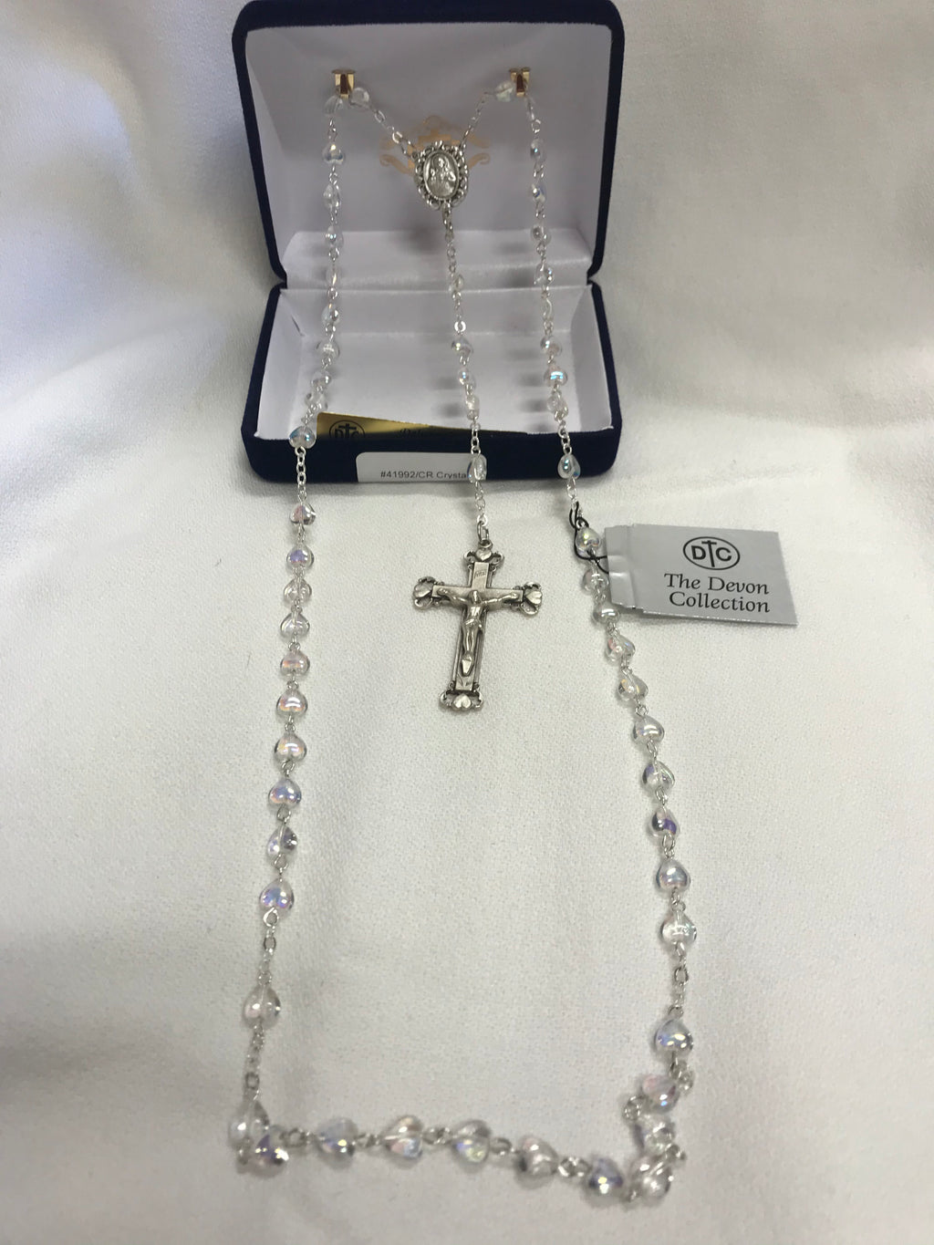 CRYSTAL HEART ROSARY/BX