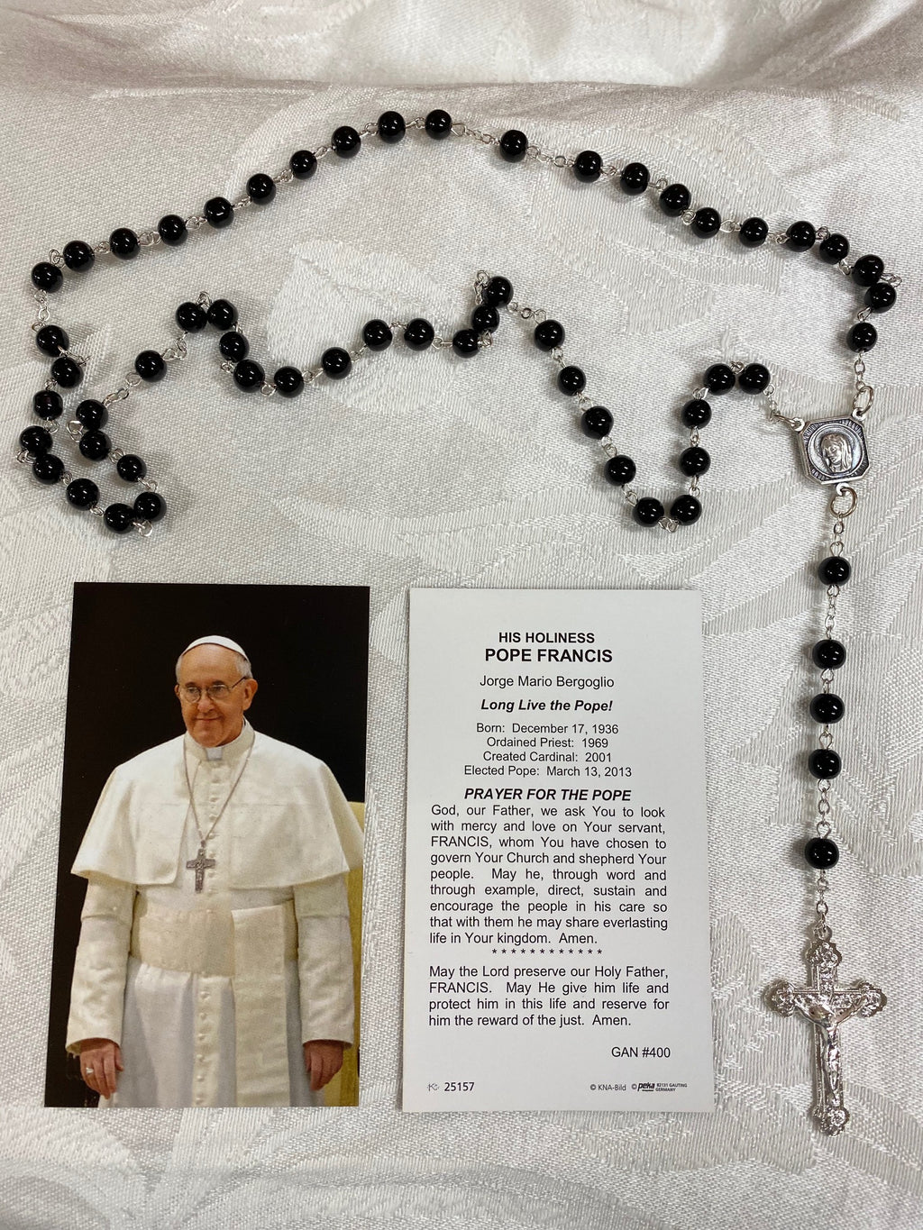 BLACK POPE FRANCIS ROSARY