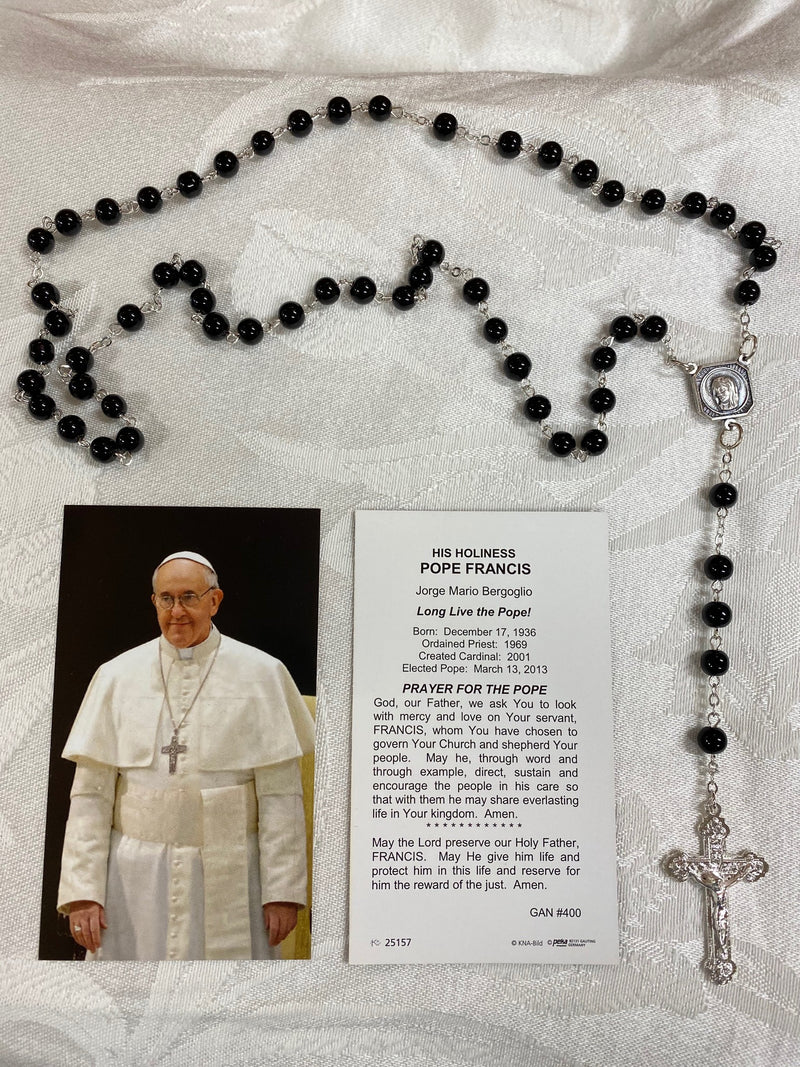 BLACK POPE FRANCIS ROSARY
