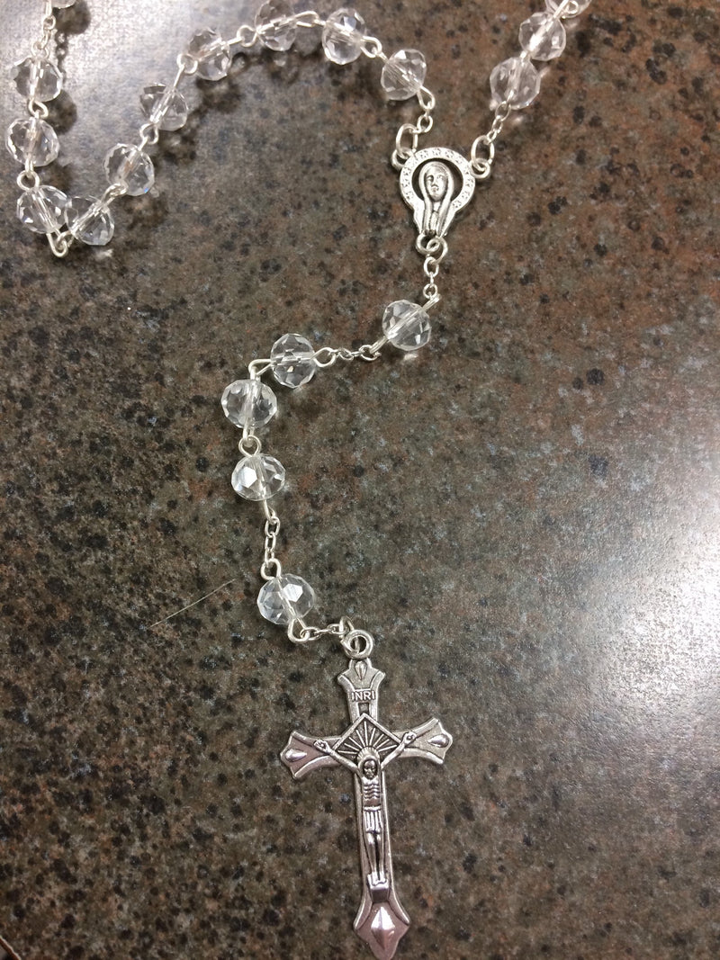 CYSTAL GLASS BEAD 8MM ROSRY