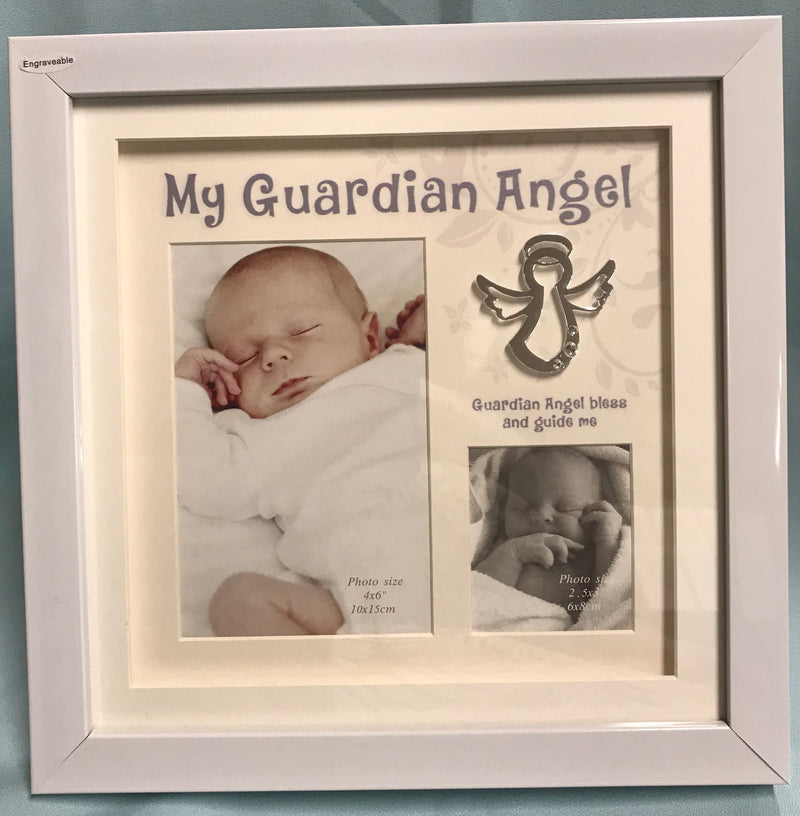 White My Guardian Angel Picture Frame.