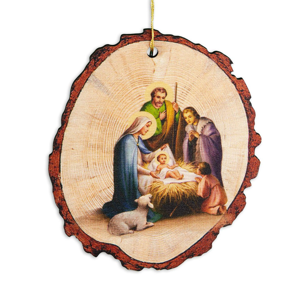 ROUND WOOD LOG ORNAMENT