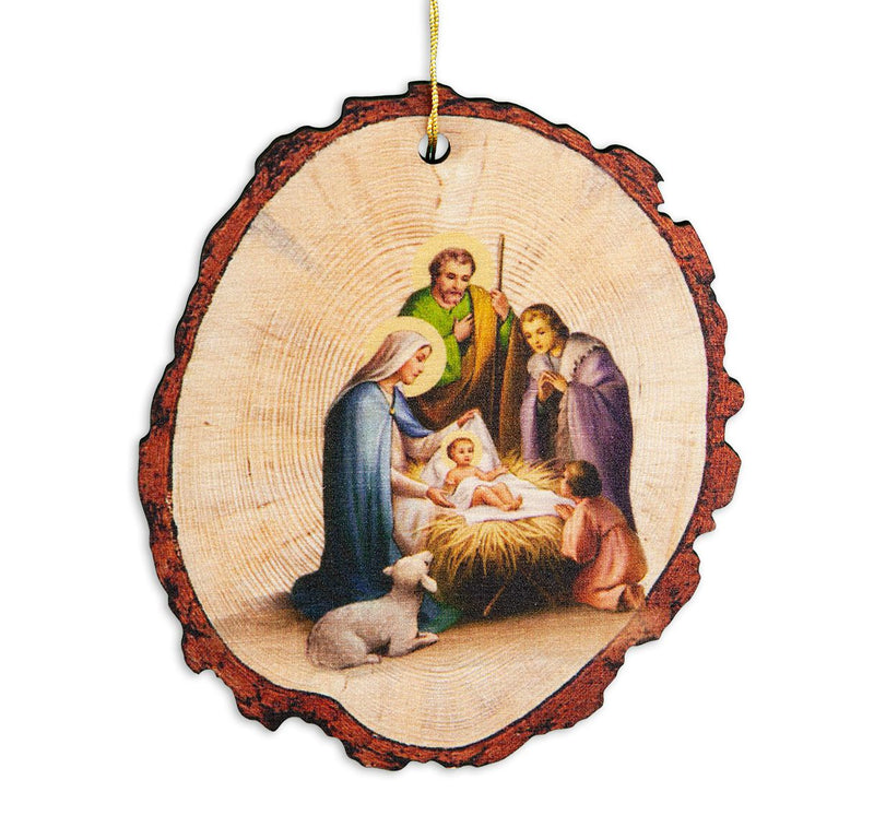 ROUND WOOD LOG ORNAMENT