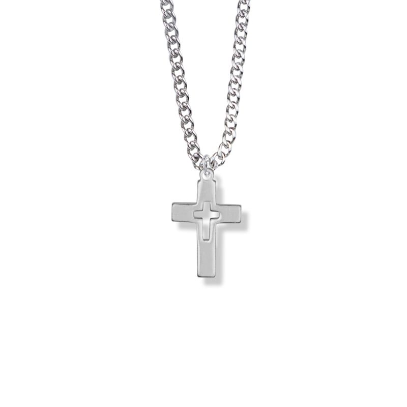 SILVER COMM BOYS CROSS 18"