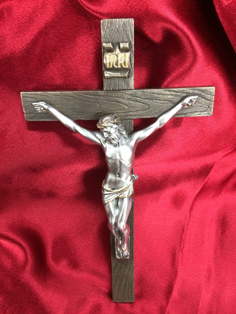 CRUCIFIX BRONZE/ PEWTER 10"