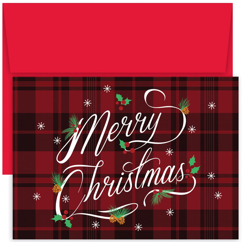 16CT PLAID MERRY CHRISTMAS BOX