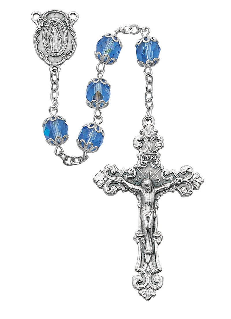 BLUE AB CAPPED ROSARY 7MM