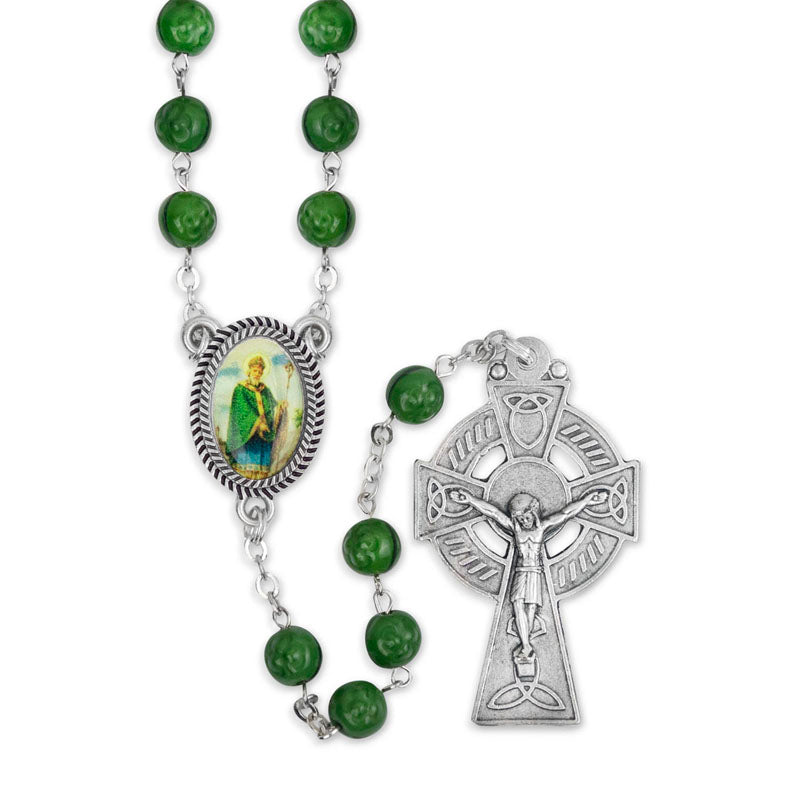 ROUND SHAMROCK BEAD ROSARY