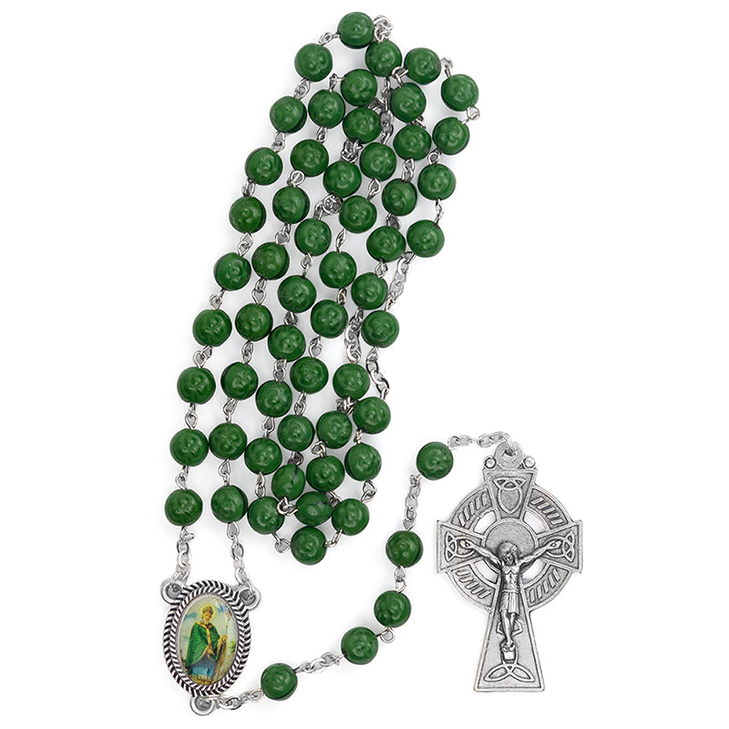 ROUND SHAMROCK BEAD ROSARY