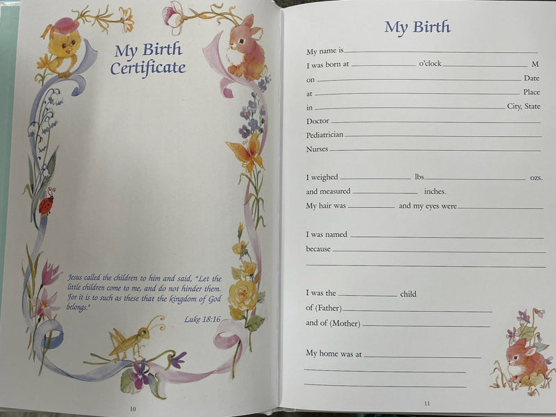 MY BABY BOOK CATHOLIC RECORD