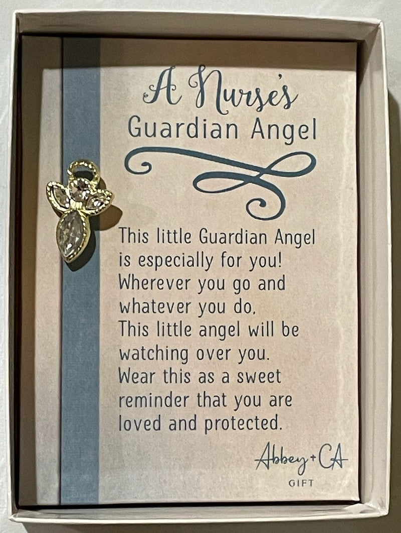 GOLD NURSE GUARDIAN ANGEL PIN