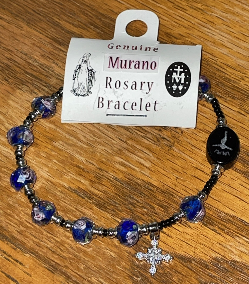 8MM BLUE SWIRL MURANO BRACELET