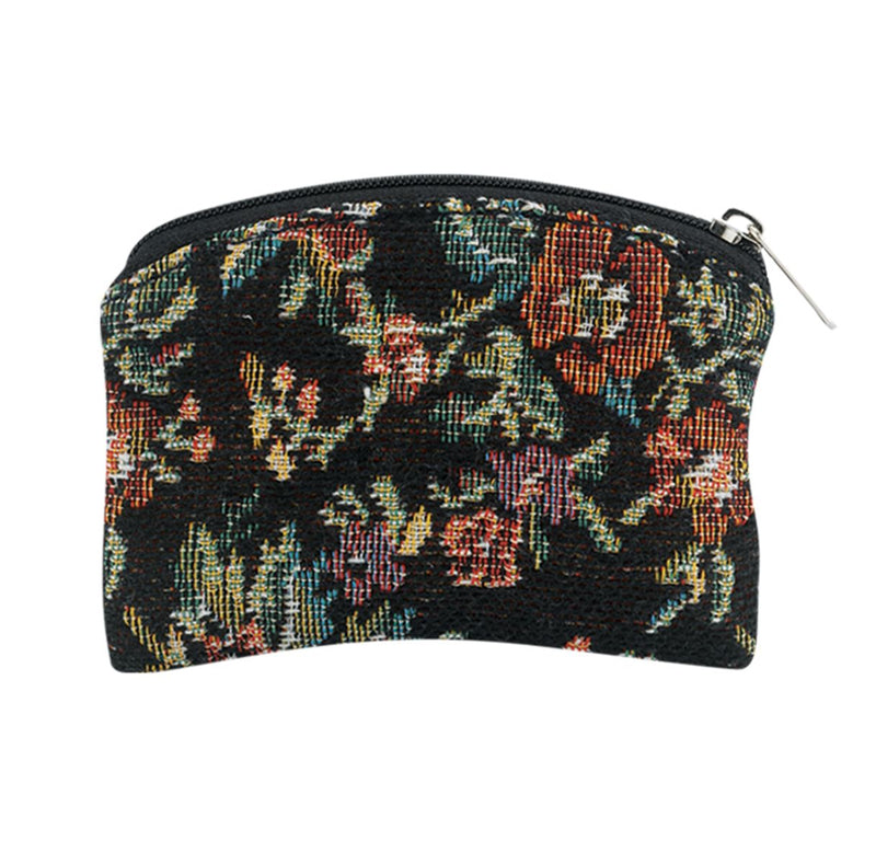 BLACK BROCADE ROSARY POUCH