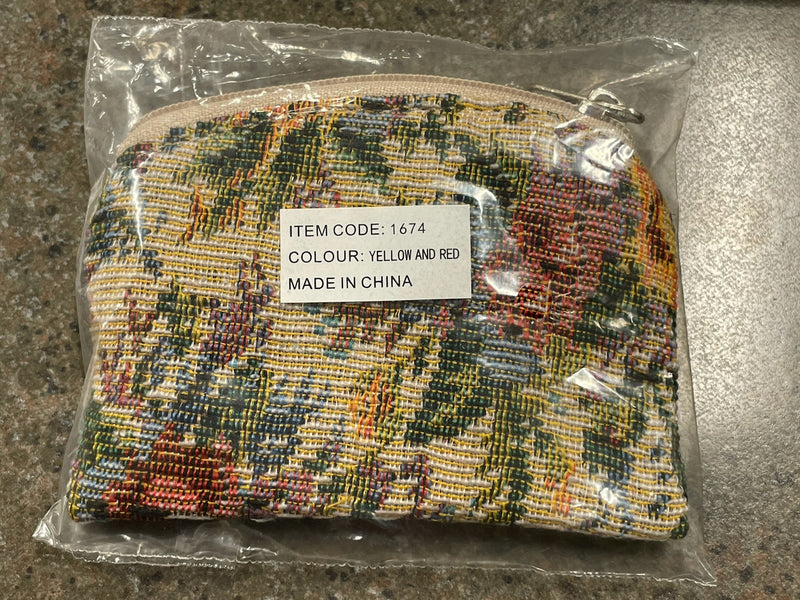 YELLOW & RED BROCADE POUCH