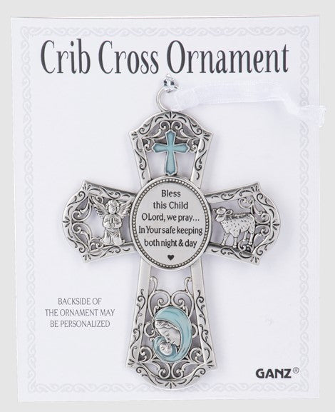 CRIB CROSS ORNAMENT BLUE