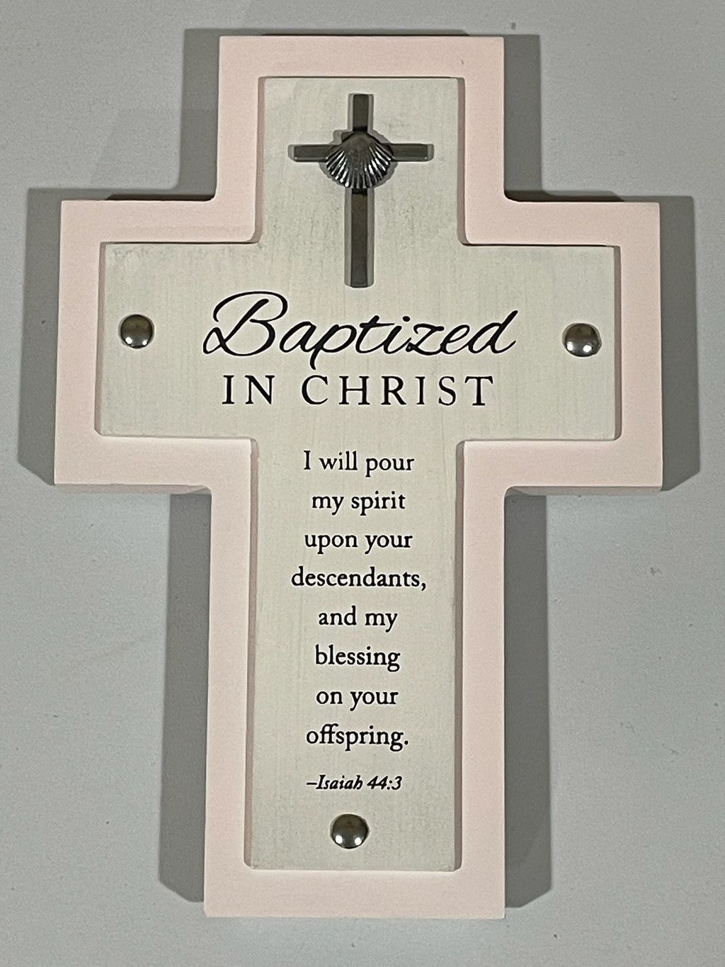 PINK BAPTISED IN CHRIST CROSS