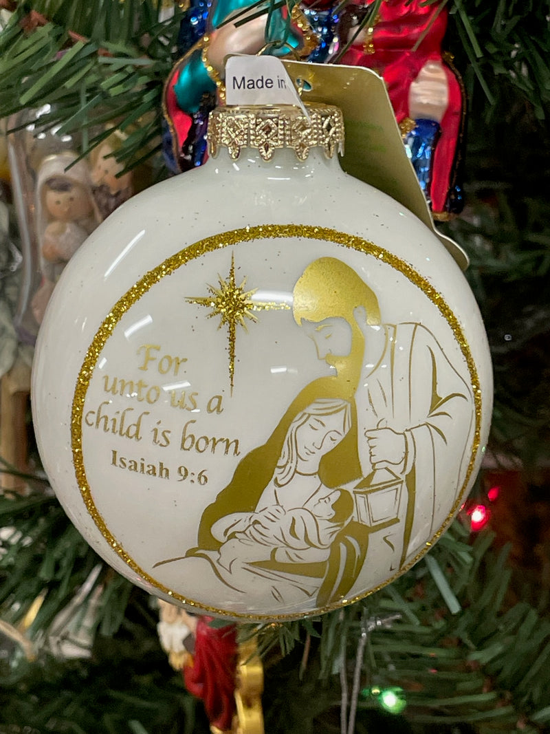 HOLY FAMILY WHITE GOLD ORNAMEN