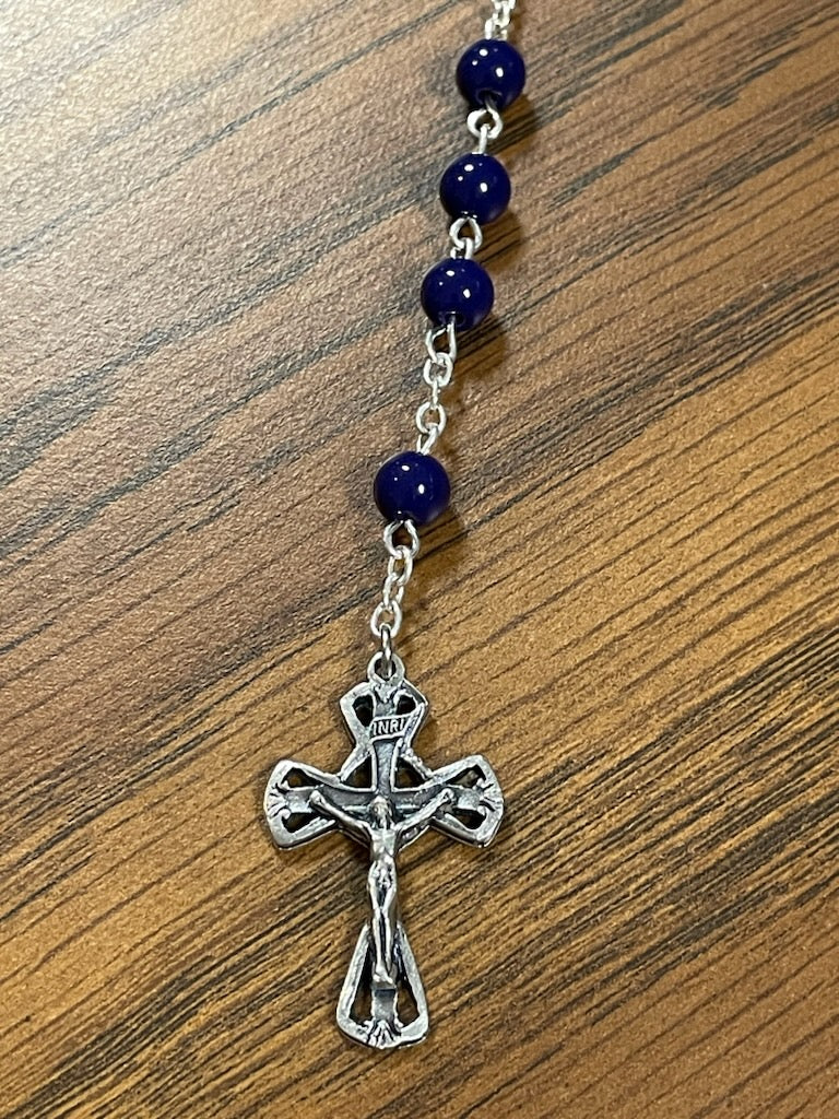 NAVY GLASS COMM ROS W/ CHALICE