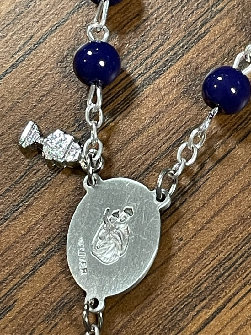 NAVY GLASS COMM ROS W/ CHALICE