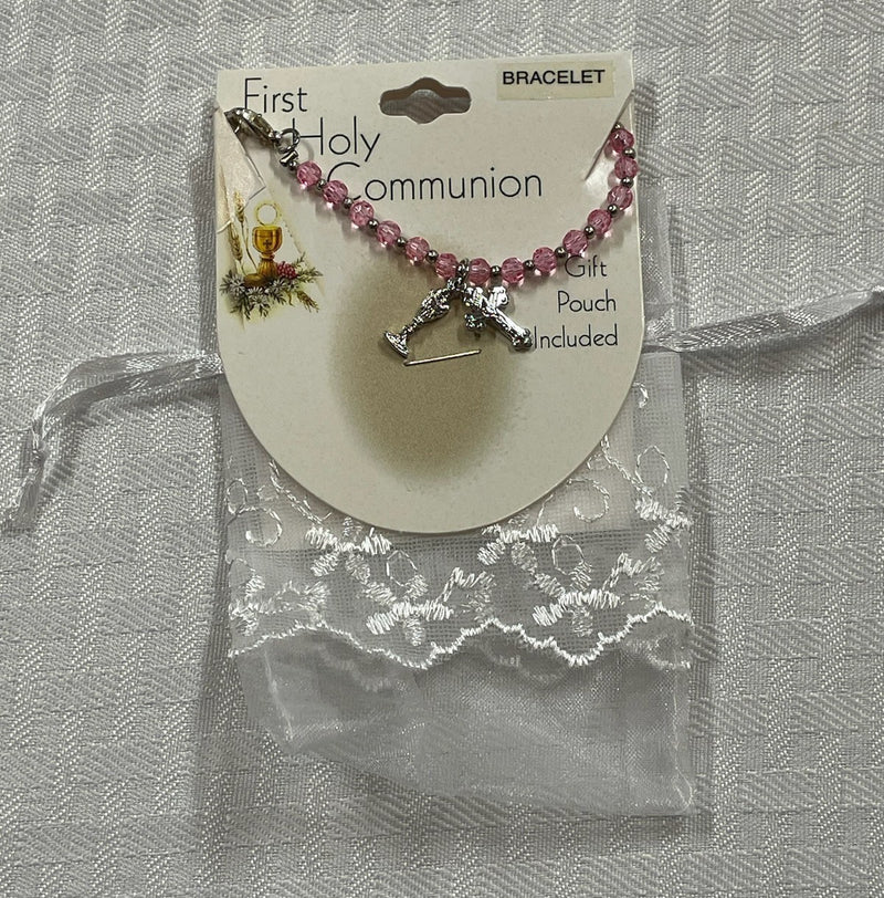 PINK BEAD BRCLT LACE POUCH