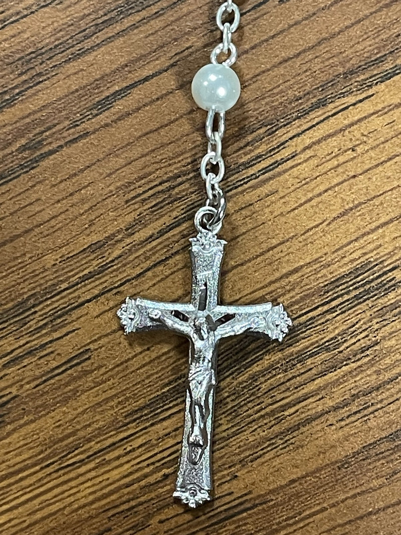 WHITE PEARL ROSARY 5MM COMMUNI