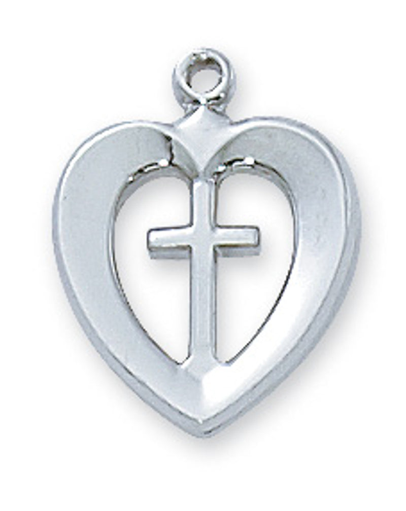 SS HEART CROSS 18" CHAIN/BOXED