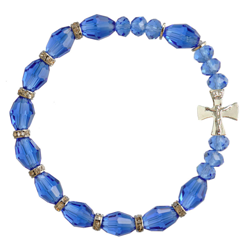10MM CRYSTAL BLUE ROSARY BRACE
