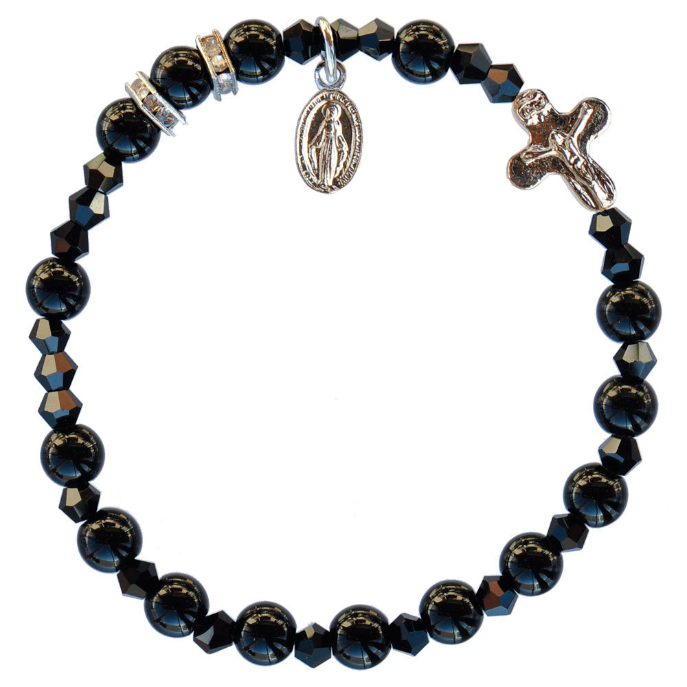6MM BLACK ONYX ROSARY BRACELET