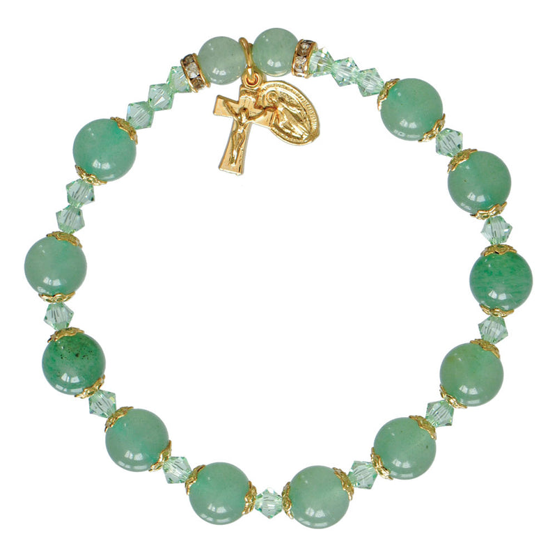 8MM GREEN JADE ROS BRACELET