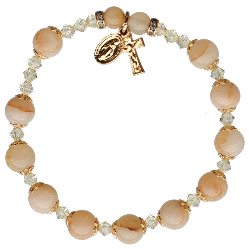 8MM GOLD JADE ROS BRACELET