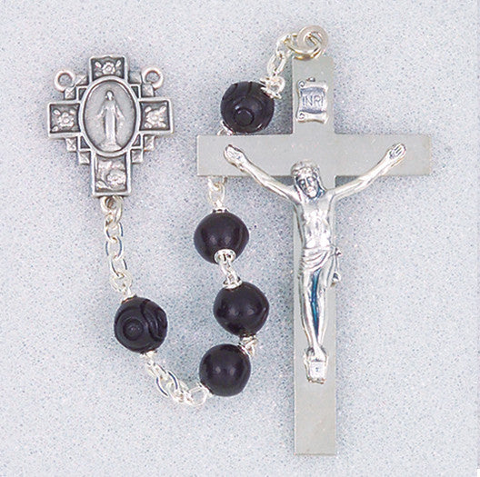SS BLACK MATTE ROSARY BOXED