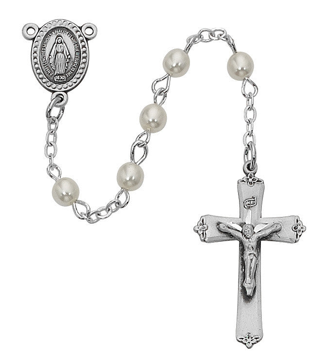 SS 3MM PEARL ROSARY