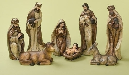 8PC NATIVITY SMOOTH WD PAINTED