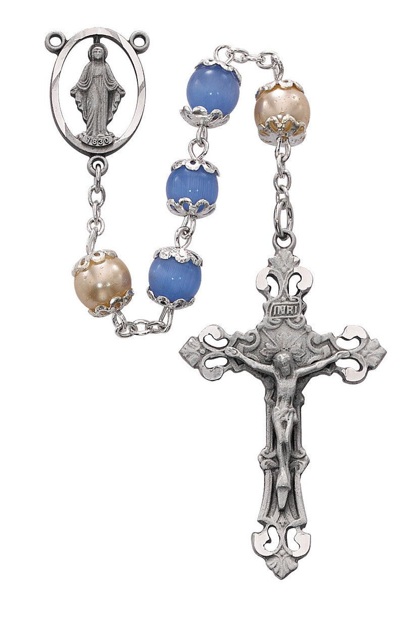 BL CATSEYE ROSARY CAPPED 7MM