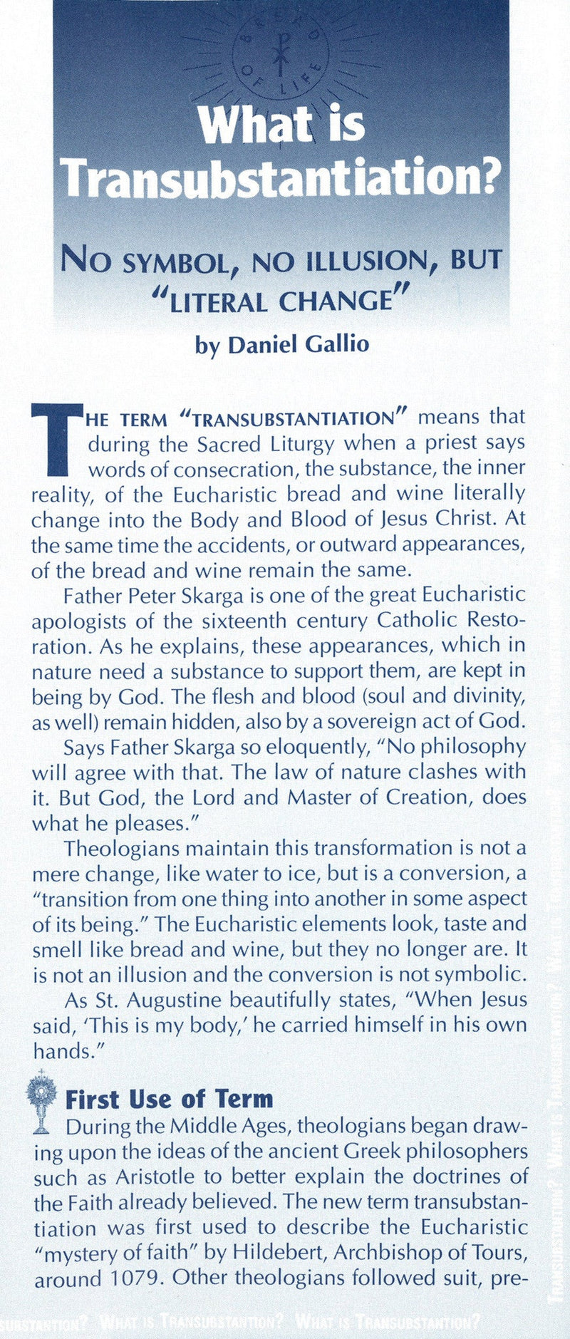 WHAT IS TRANSUBSTANTIATION