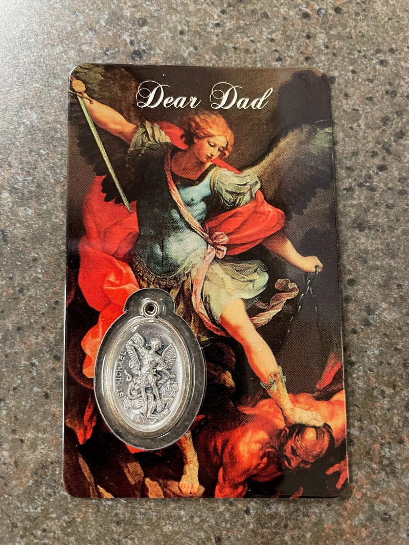 ST MICHAEL DAD CARD W/ MEDAL